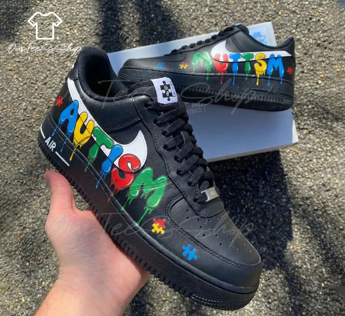 Custom Autism Puzzle Air Force 1 Sneakers