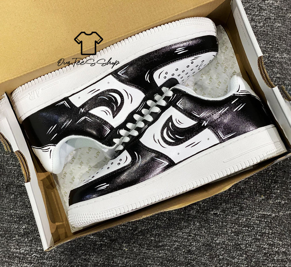 Custom Air Force 1 Black Cartoon Sneakers