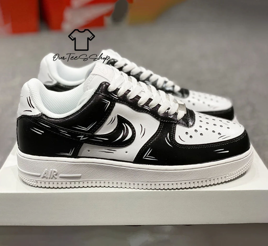 Custom Air Force 1 Black Cartoon Sneakers