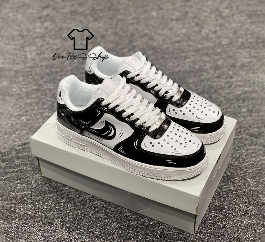 Custom Air Force 1 Black Cartoon Sneakers