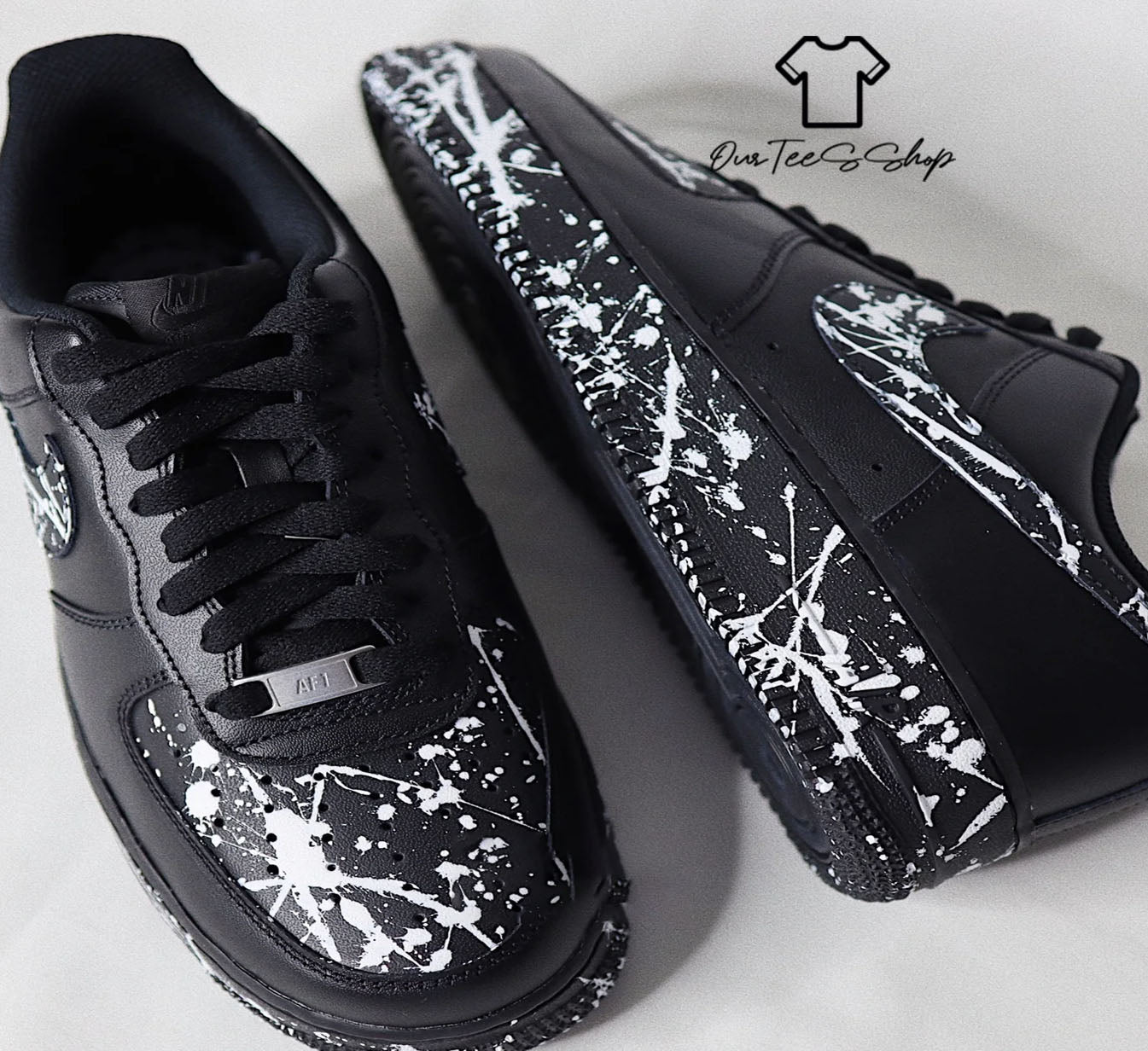 Custom Air Force 1 Black Splatter Sneakers