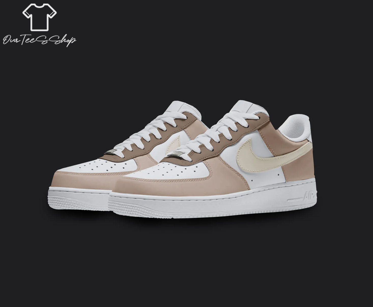Custom Air Force 1 Brown White Sneakers