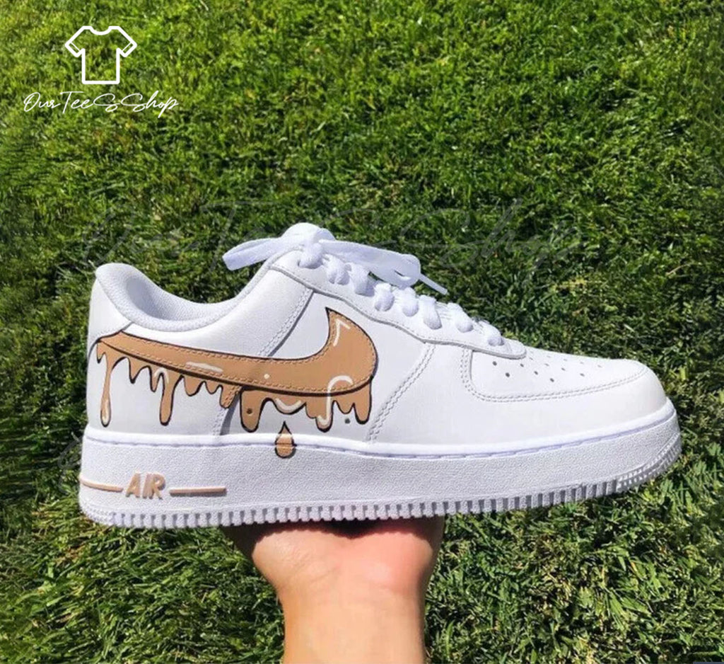 Custom Brown Drip Air Force 1 Sneakers
