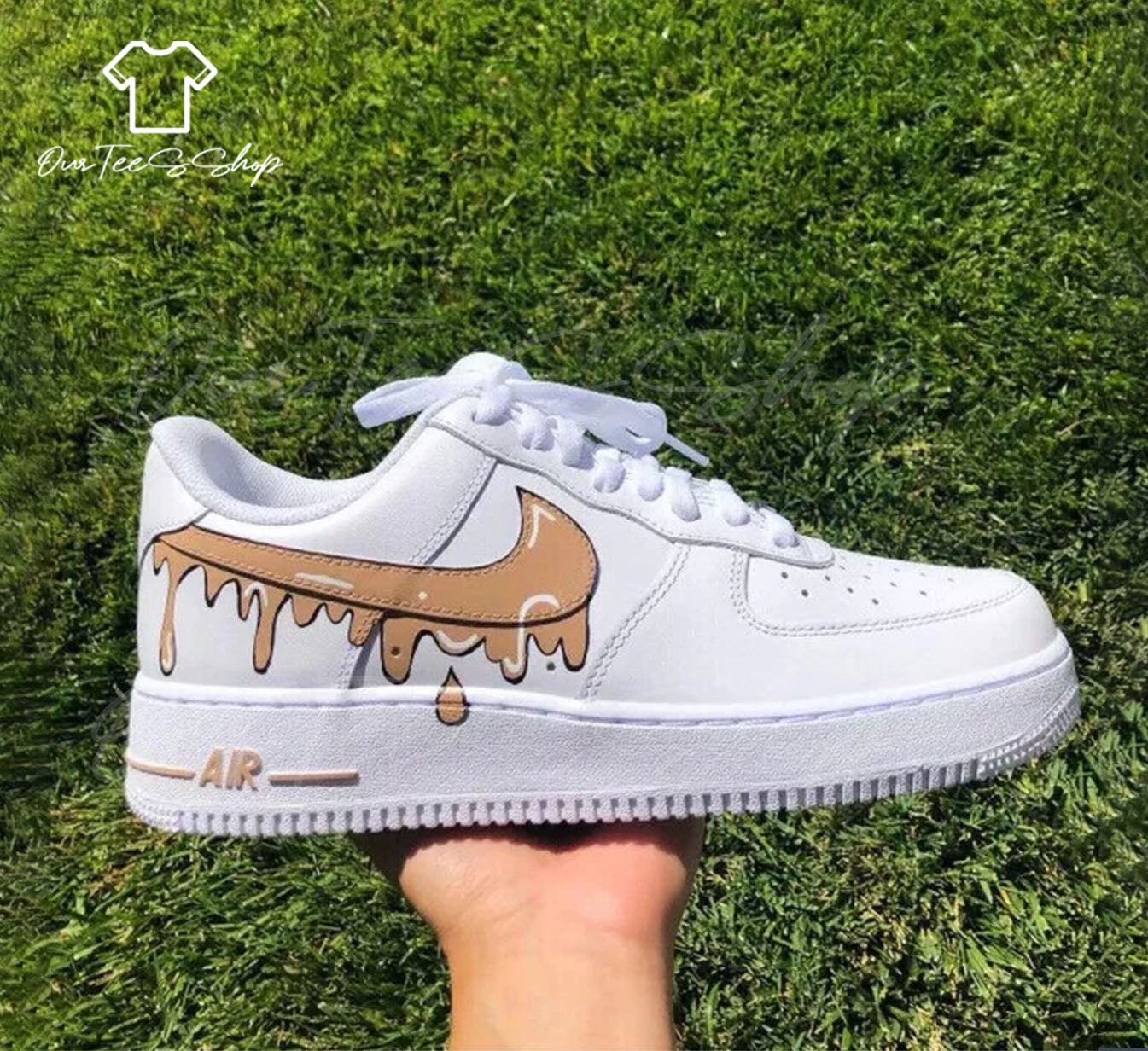 Custom Brown Drip Air Force 1 Sneakers