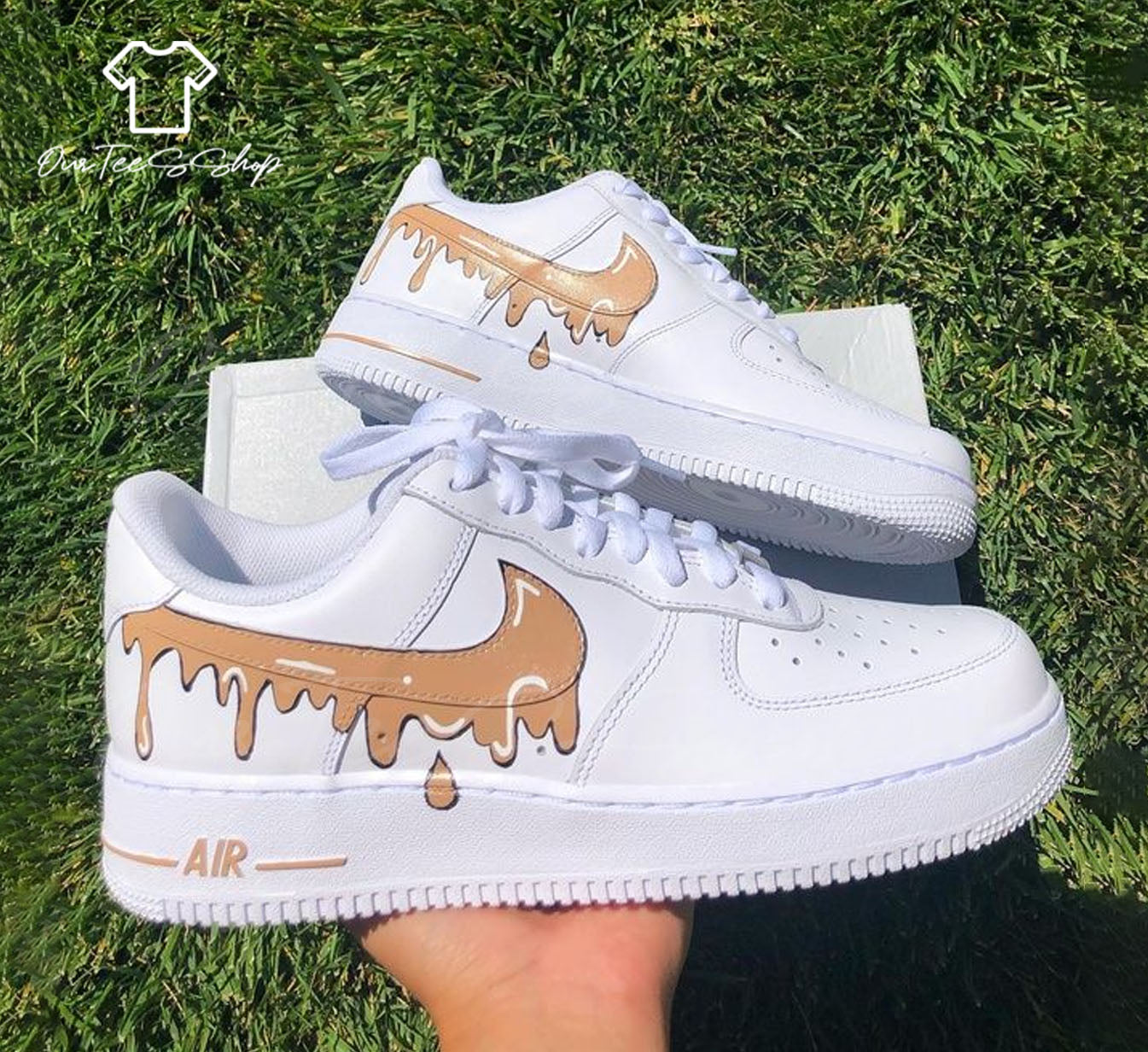 Custom Brown Drip Air Force 1 Sneakers
