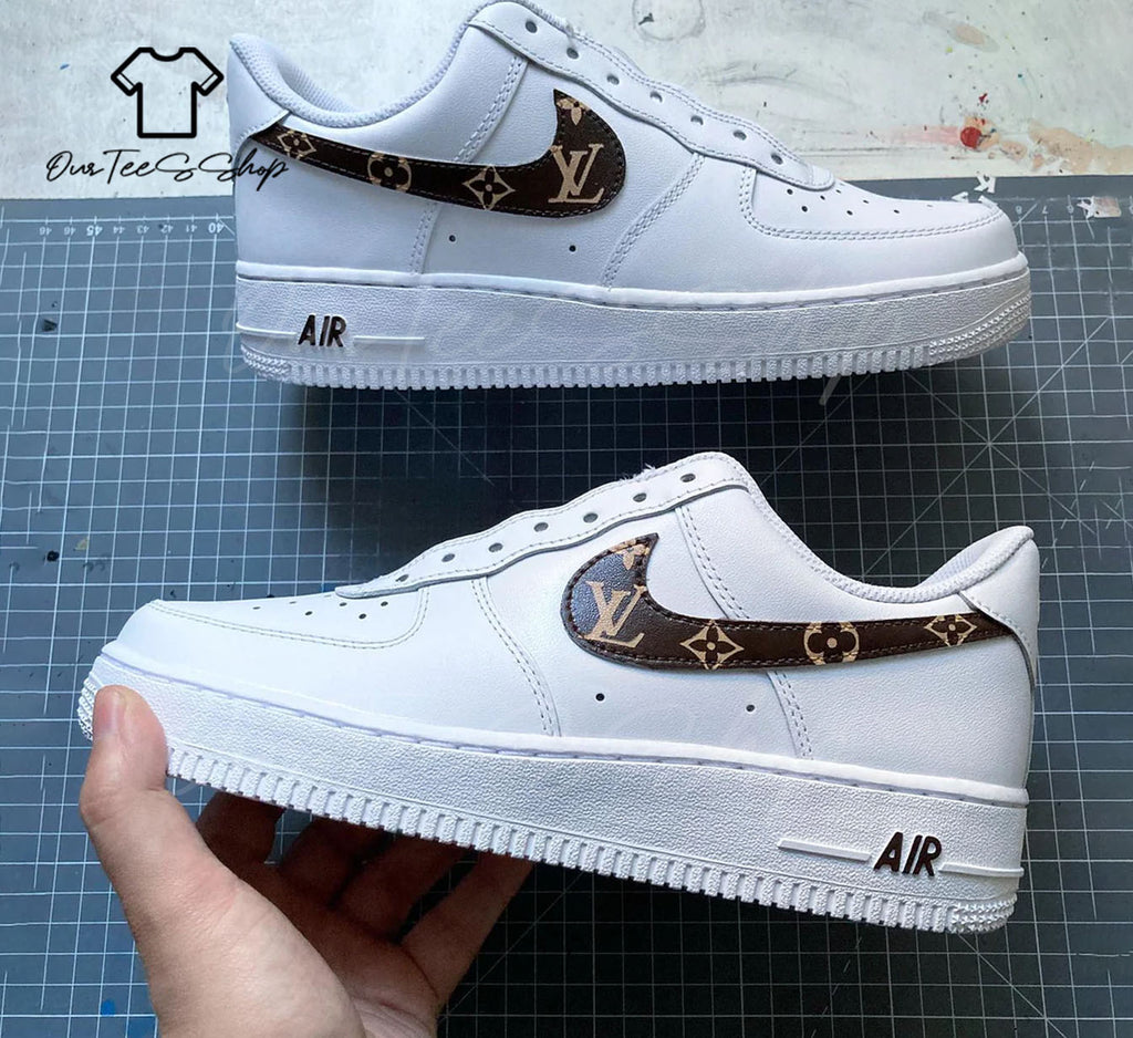 Custom Brown LV Air Force 1 Sneakers