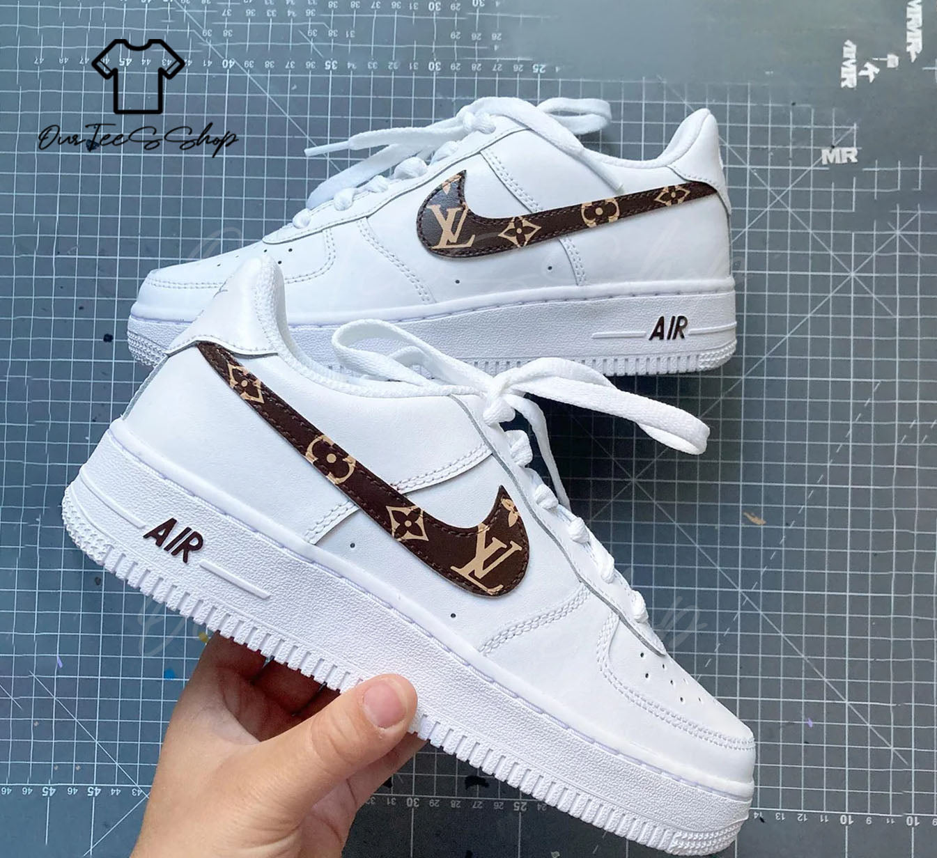 Custom Brown LV Air Force 1 Sneakers
