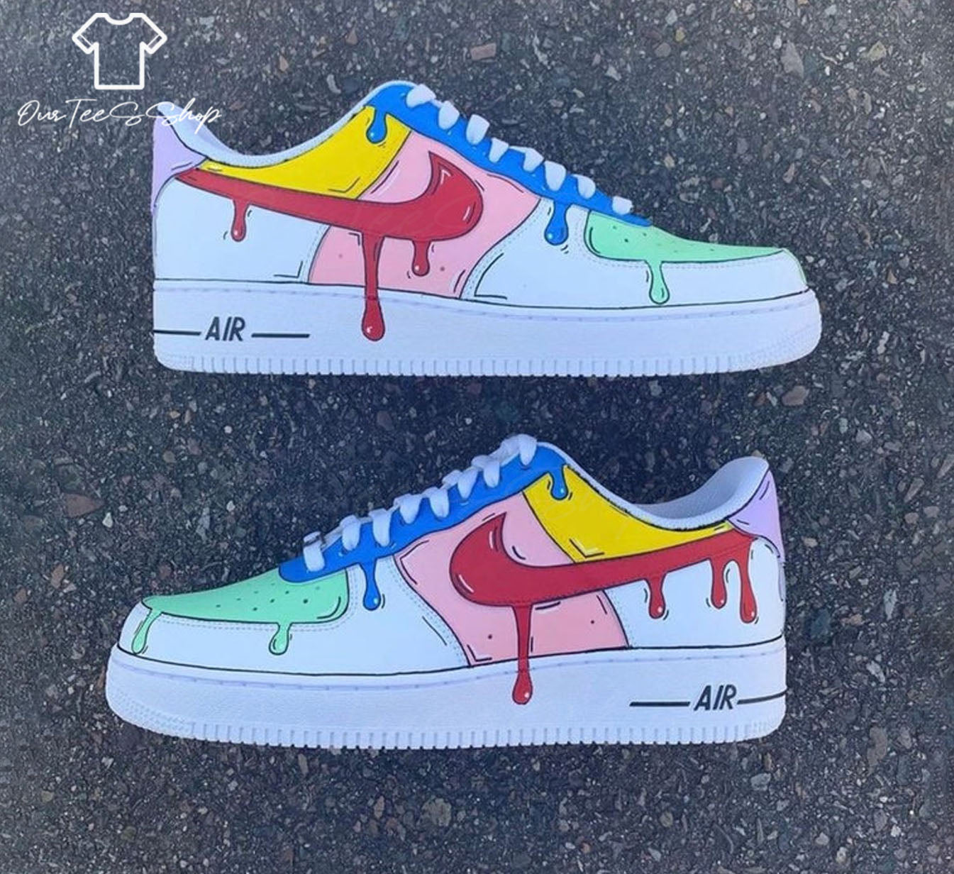 Custom Air Force 1 Colorful Drip, Personalized Shoes