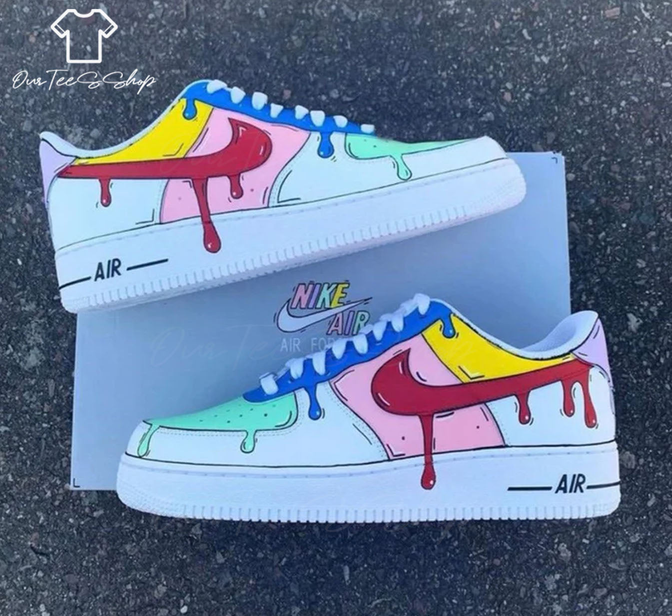 Custom Air Force 1 Colorful Drip, Personalized Shoes