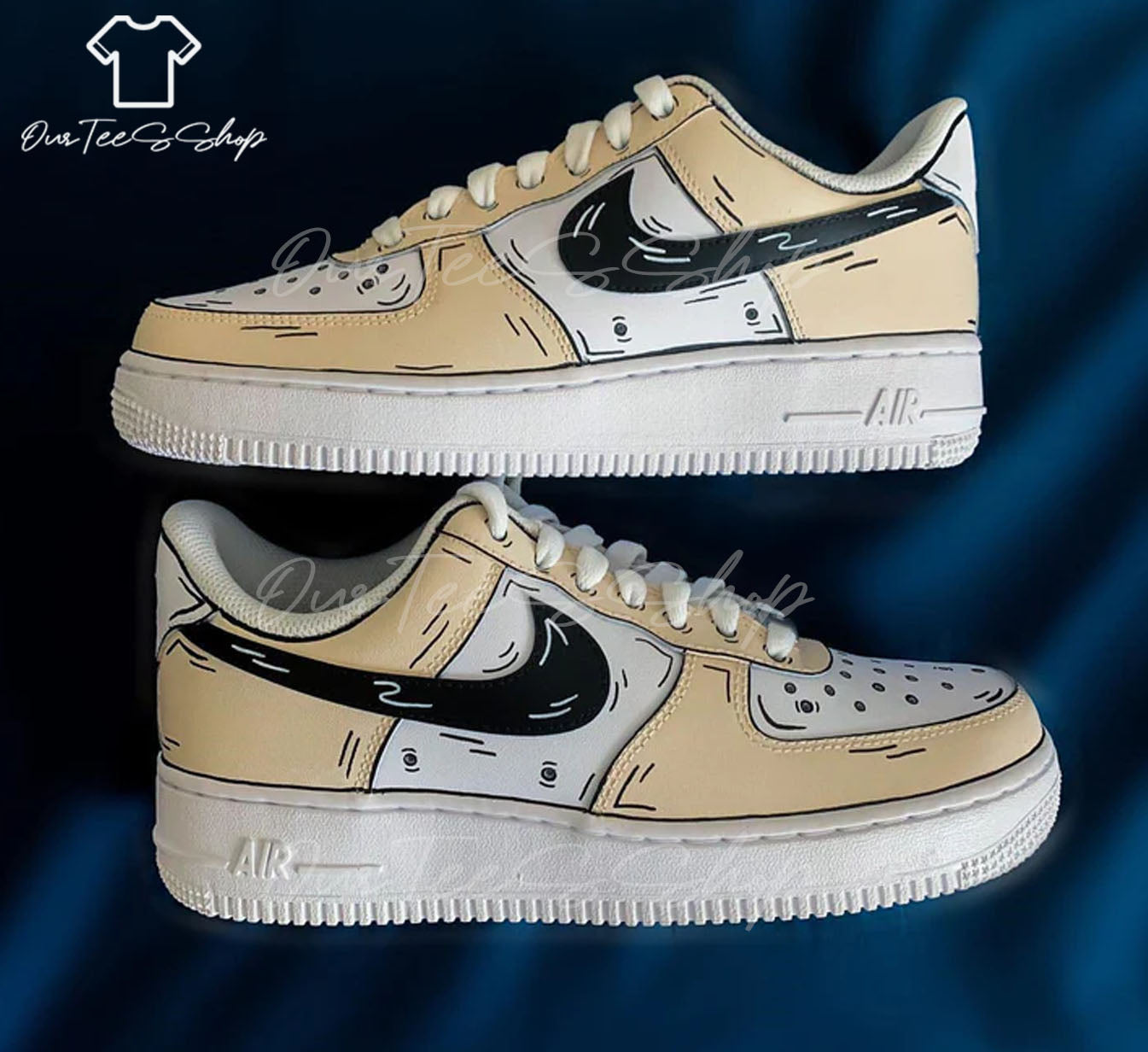 Custom Air Force 1 Cartoon Light Brown, Personalized Shoes