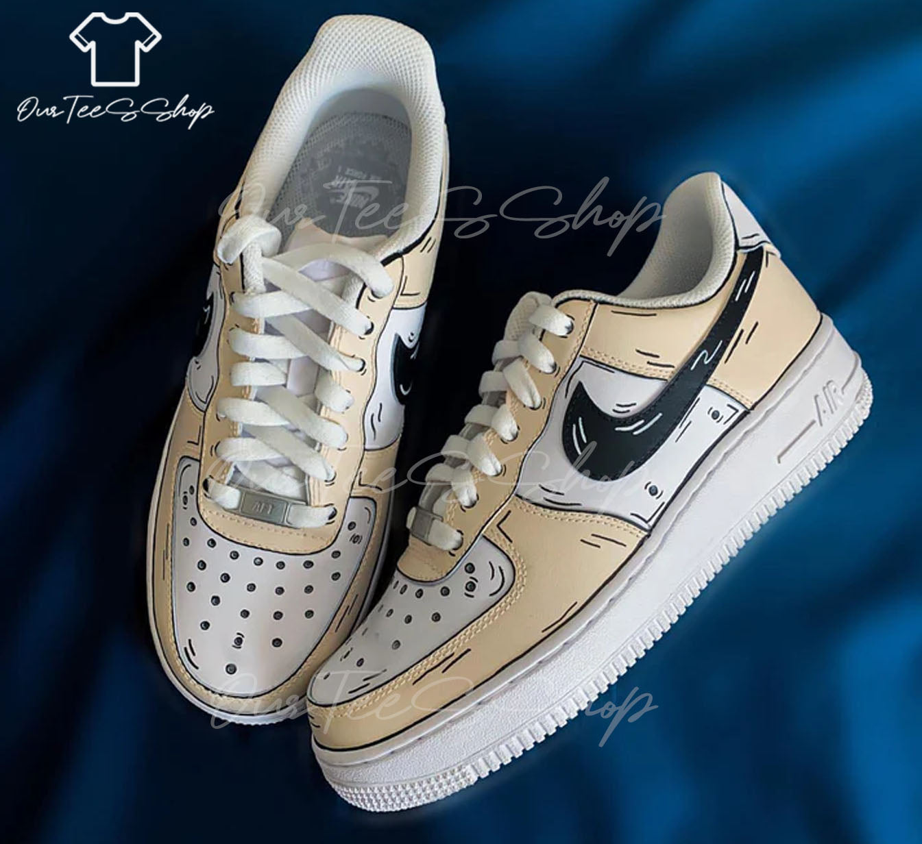 Custom Air Force 1 Cartoon Light Brown, Personalized Shoes