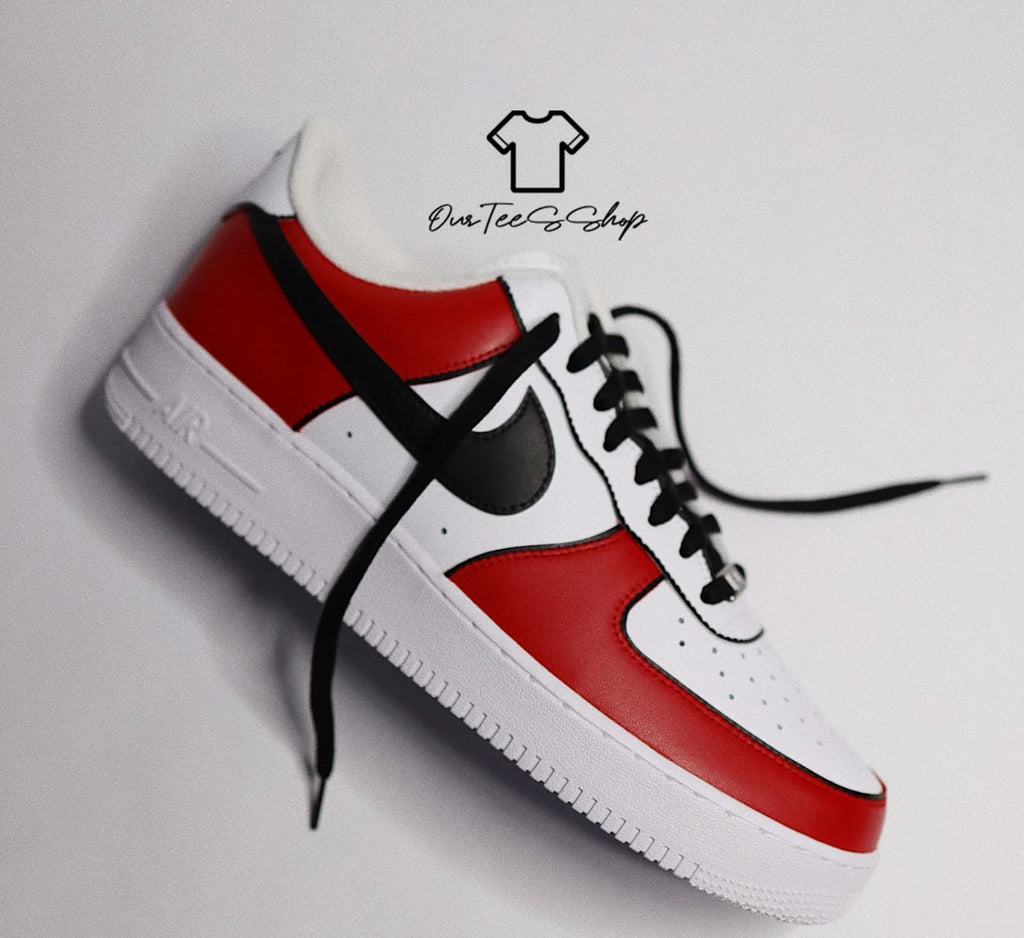 Custom Air Force 1 Red Black Sneakers