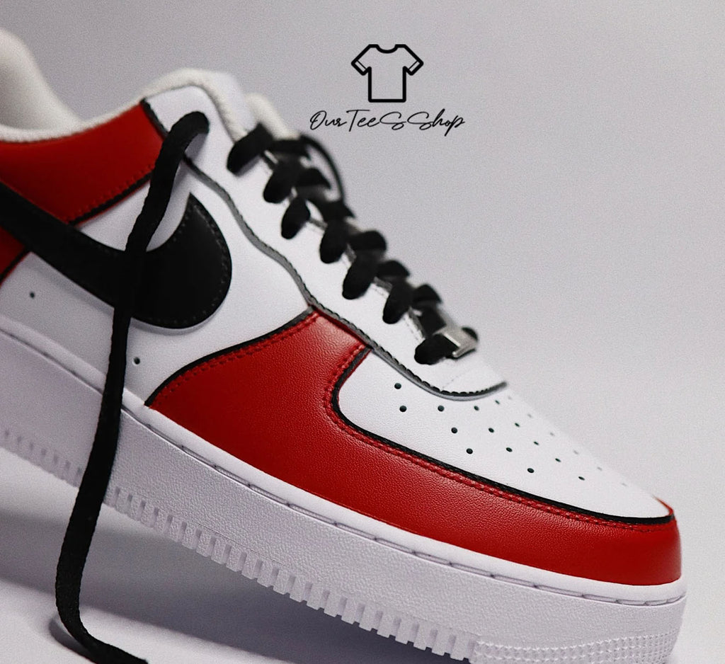 Custom Air Force 1 Red Black Sneakers