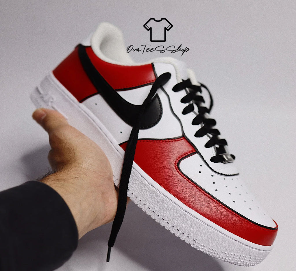 Custom Air Force 1 Red Black Sneakers