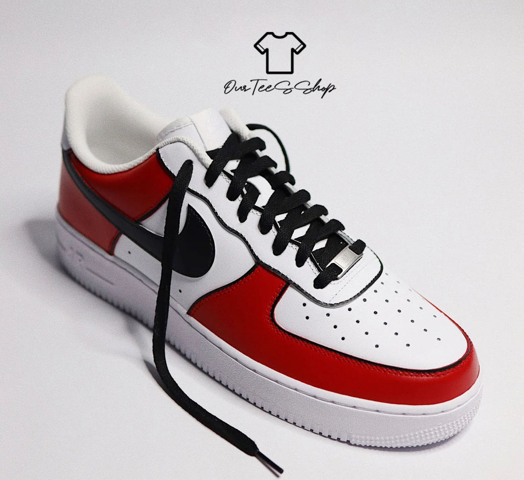 Custom Air Force 1 Red Black Sneakers