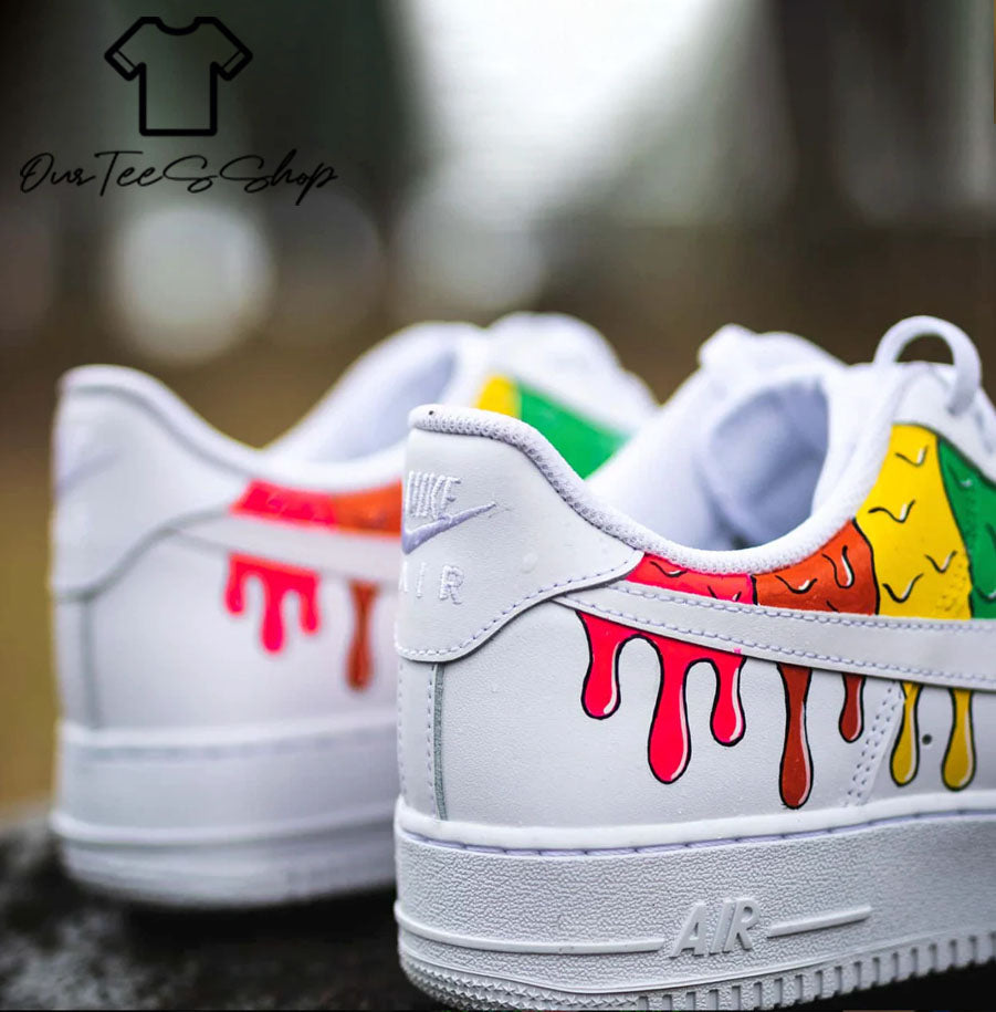Custom Air Force Rainbow Color Drip Air Sneakers