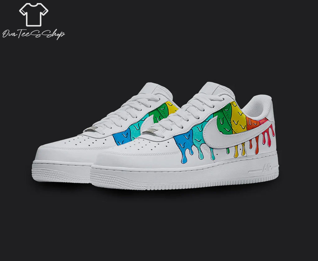 Custom Air Force Rainbow Color Drip Air Sneakers