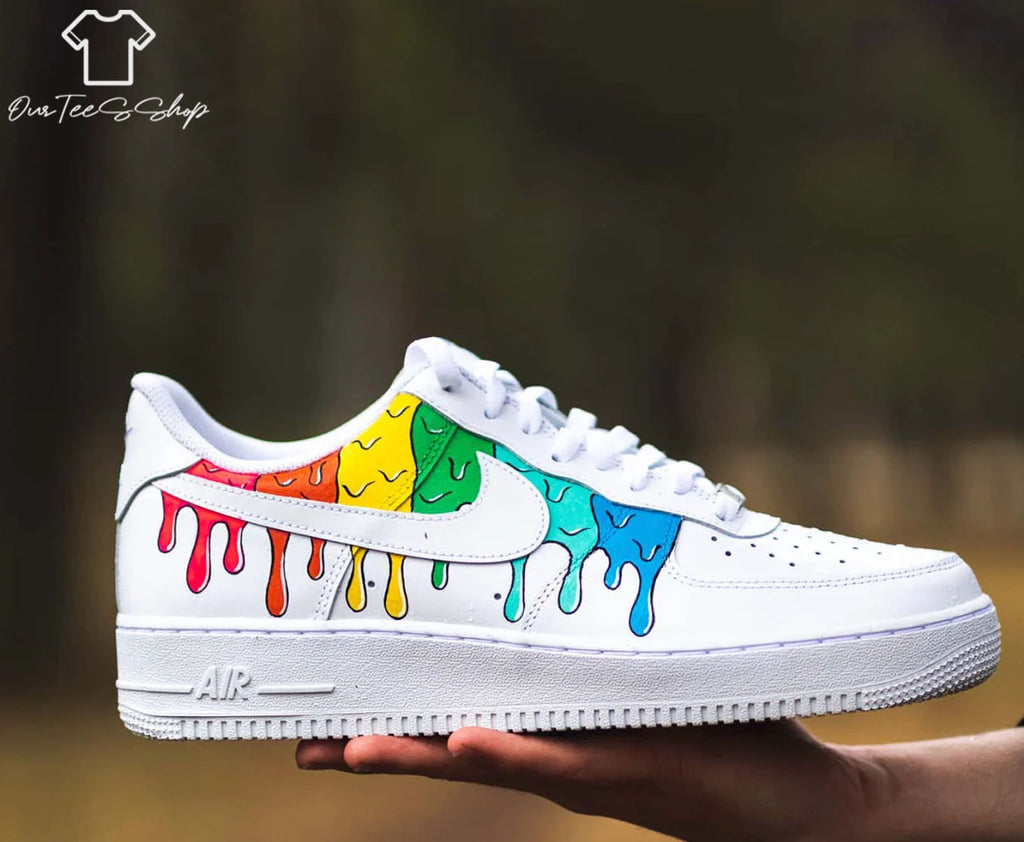Custom Air Force Rainbow Color Drip Air Sneakers