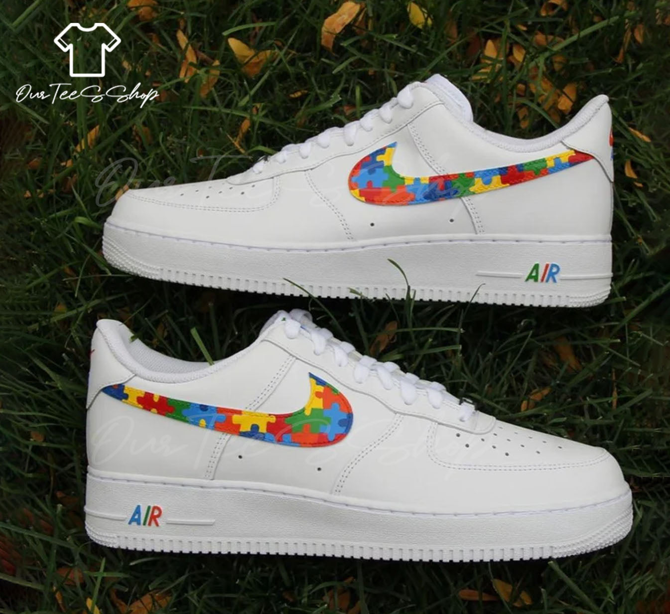 Custom Colorful Puzzle Air Force 1 Sneakers