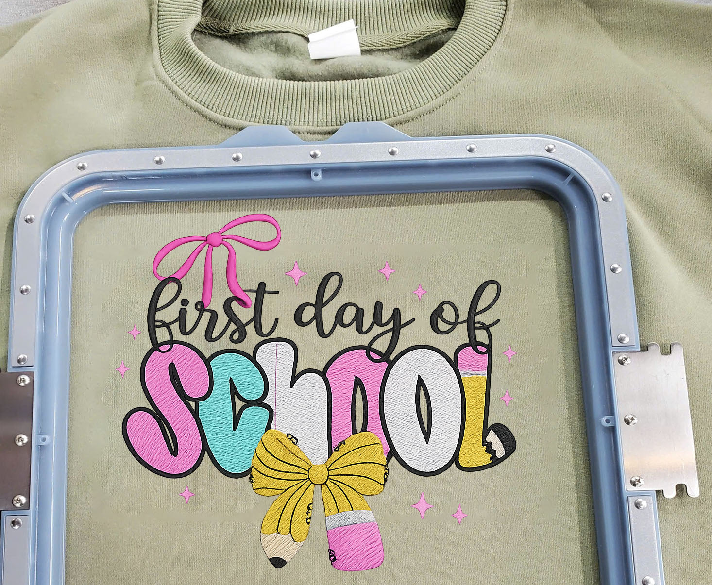 Coquette First Day of School Embroidered Sweatshirt, Back To School Embroidered T-shirt
