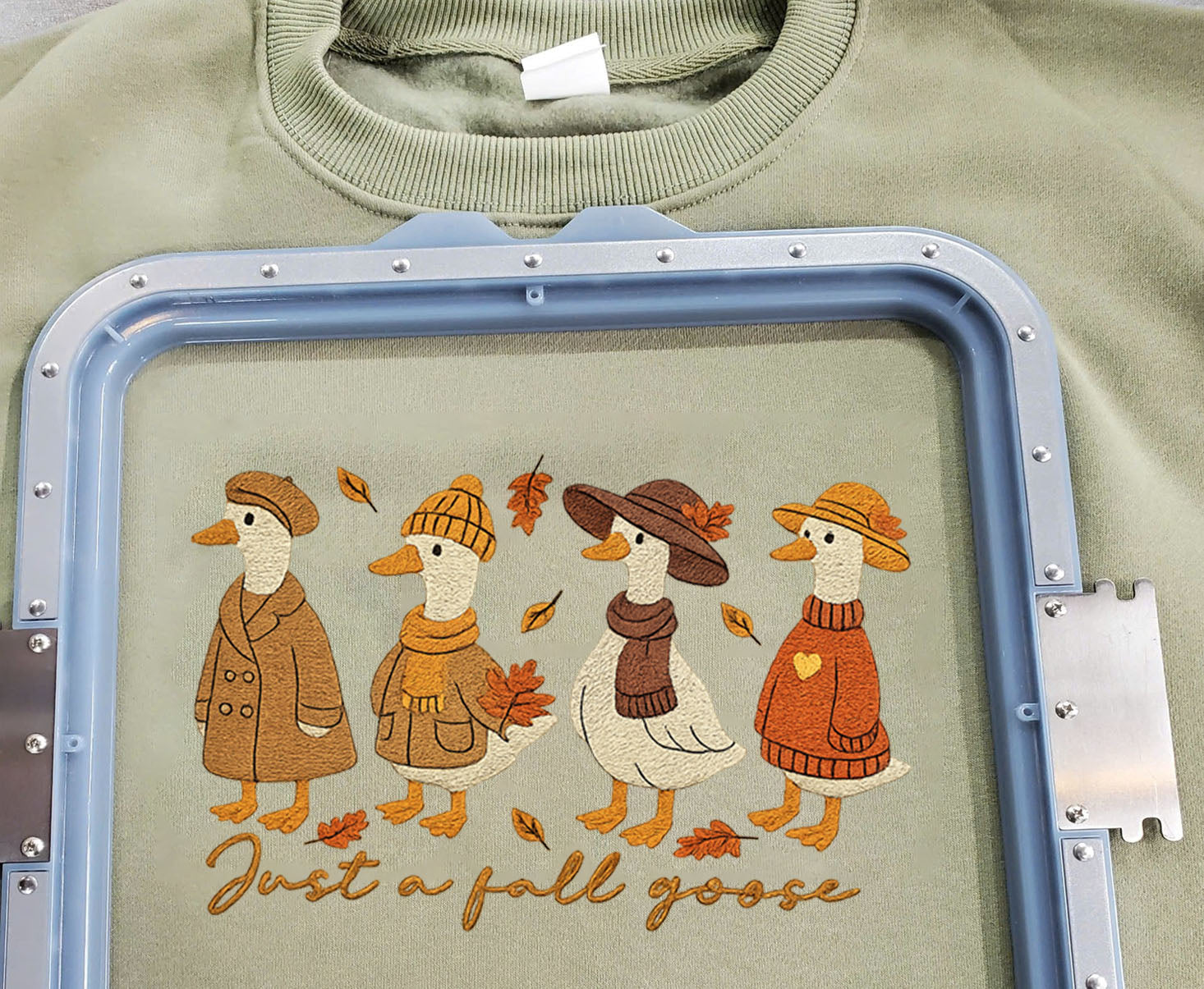Fall Goose Embroidered Sweatshirt, Autumn Goose Embroidered Hoodie Gifts For Halloween