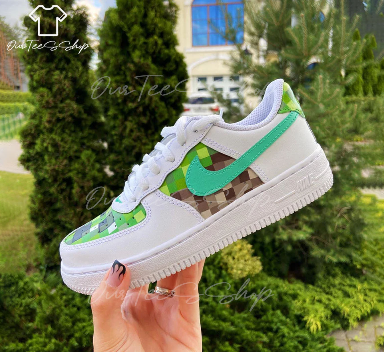Custom Air Force 1 Green Minecraft, Personalized Shoes