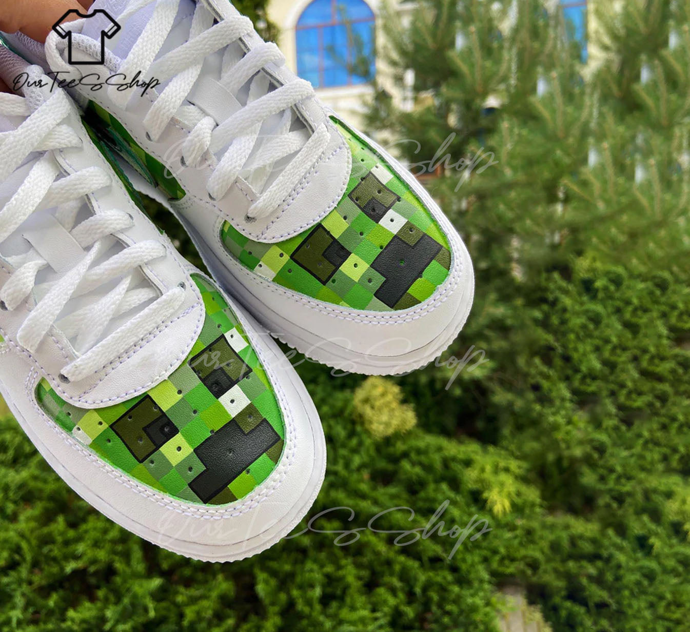 Custom Air Force 1 Green Minecraft, Personalized Shoes