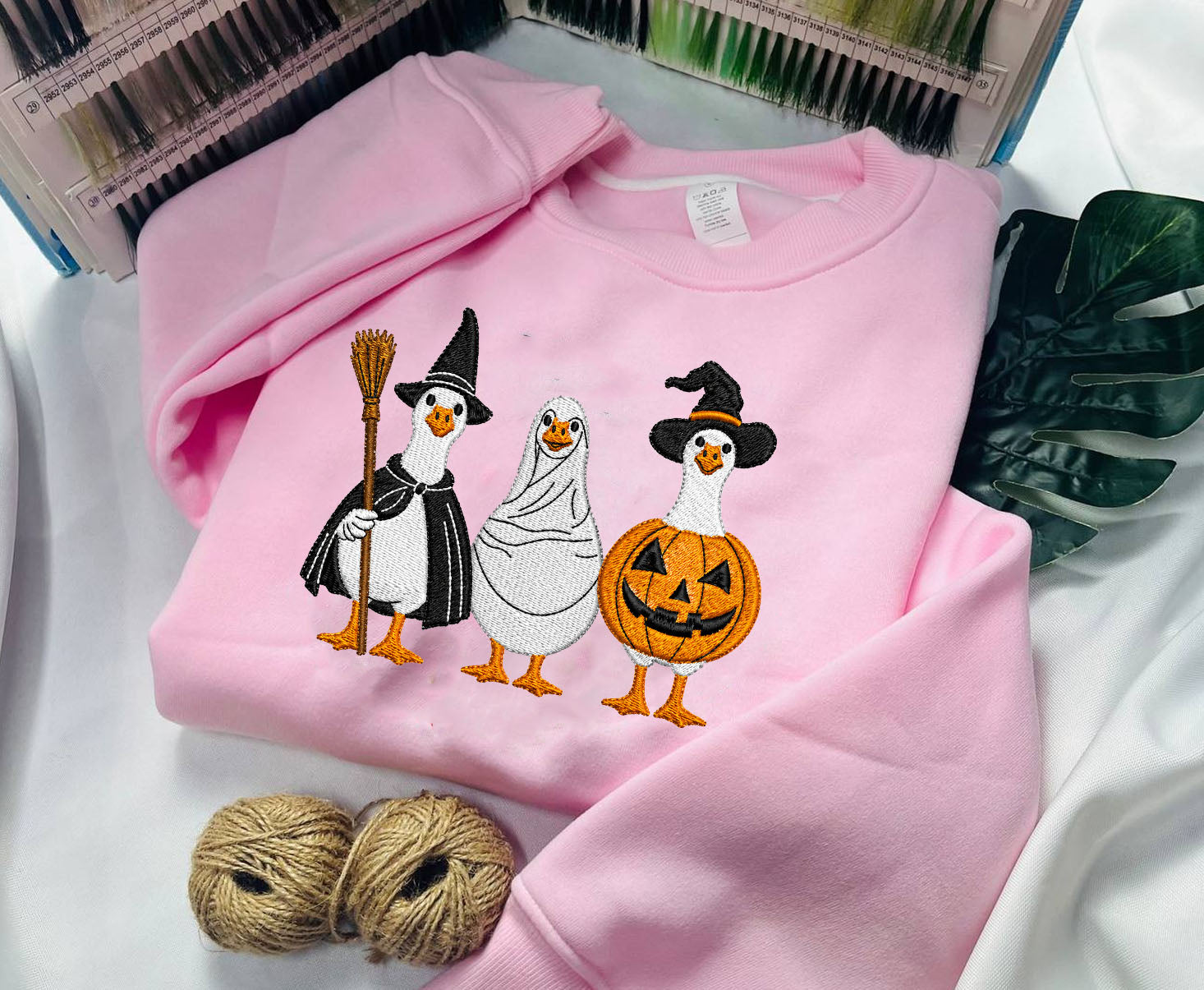 Halloween Duck Embroidered Sweatshirt, Goose Embroidered  T-shirt Gifts For Halloween