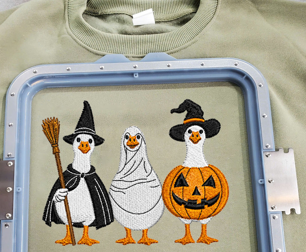 Halloween Duck Embroidered Sweatshirt, Goose Embroidered  T-shirt Gifts For Halloween
