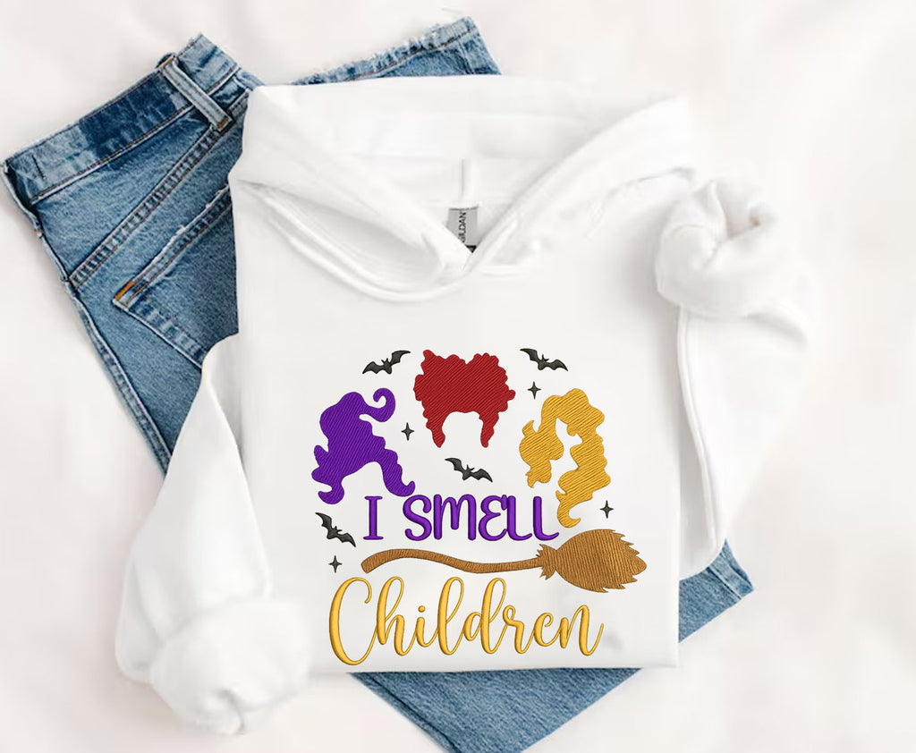 I Smell Children Embroidered Sweatshirt, Witch Embroidered T-shirt Gifts For Halloween