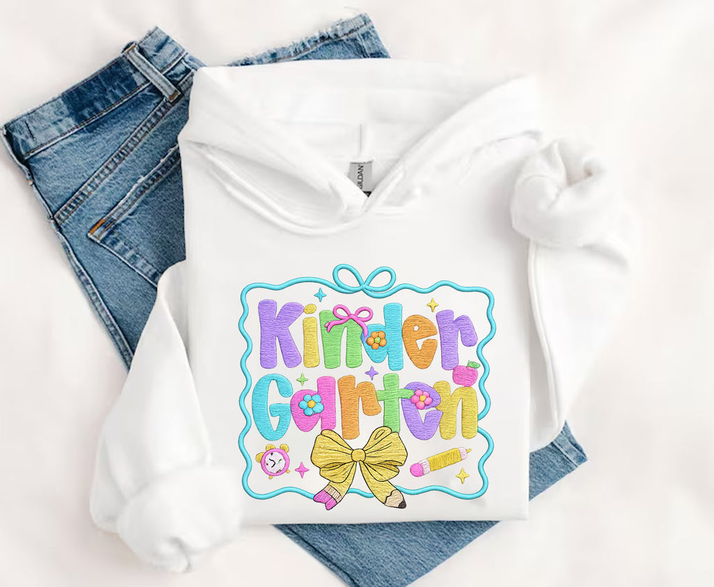 Kinder Garten Embroidered Sweatshirt, Back To School Embroidered T-shirt