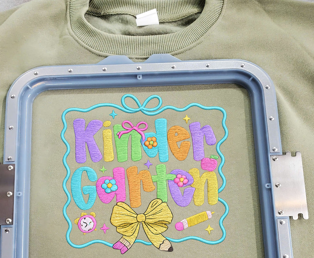 Kinder Garten Embroidered Sweatshirt, Back To School Embroidered T-shirt