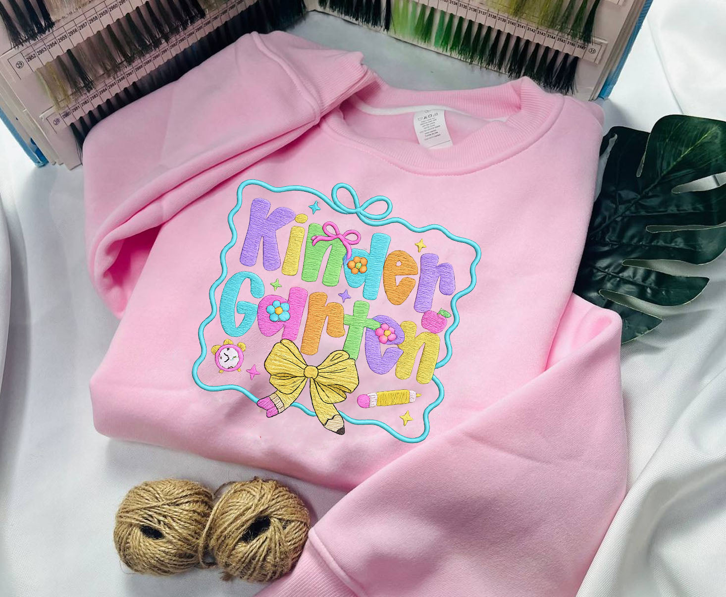 Kinder Garten Embroidered Sweatshirt, Back To School Embroidered T-shirt