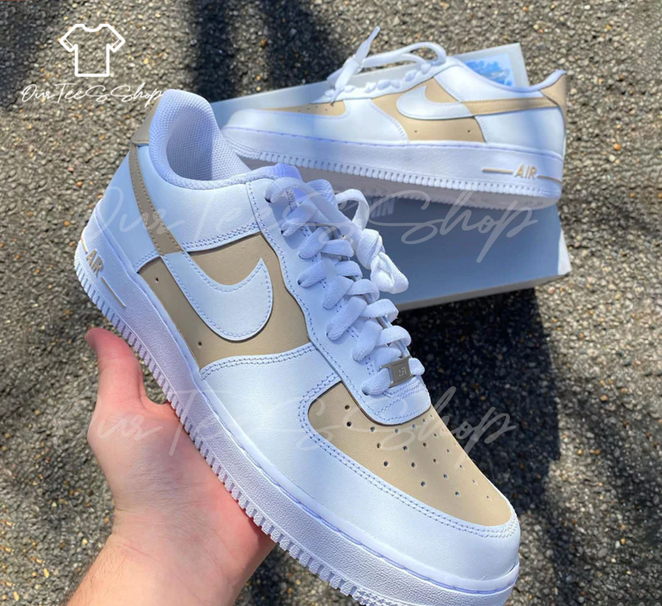 Custom Latte Air Force 1 Sneakers