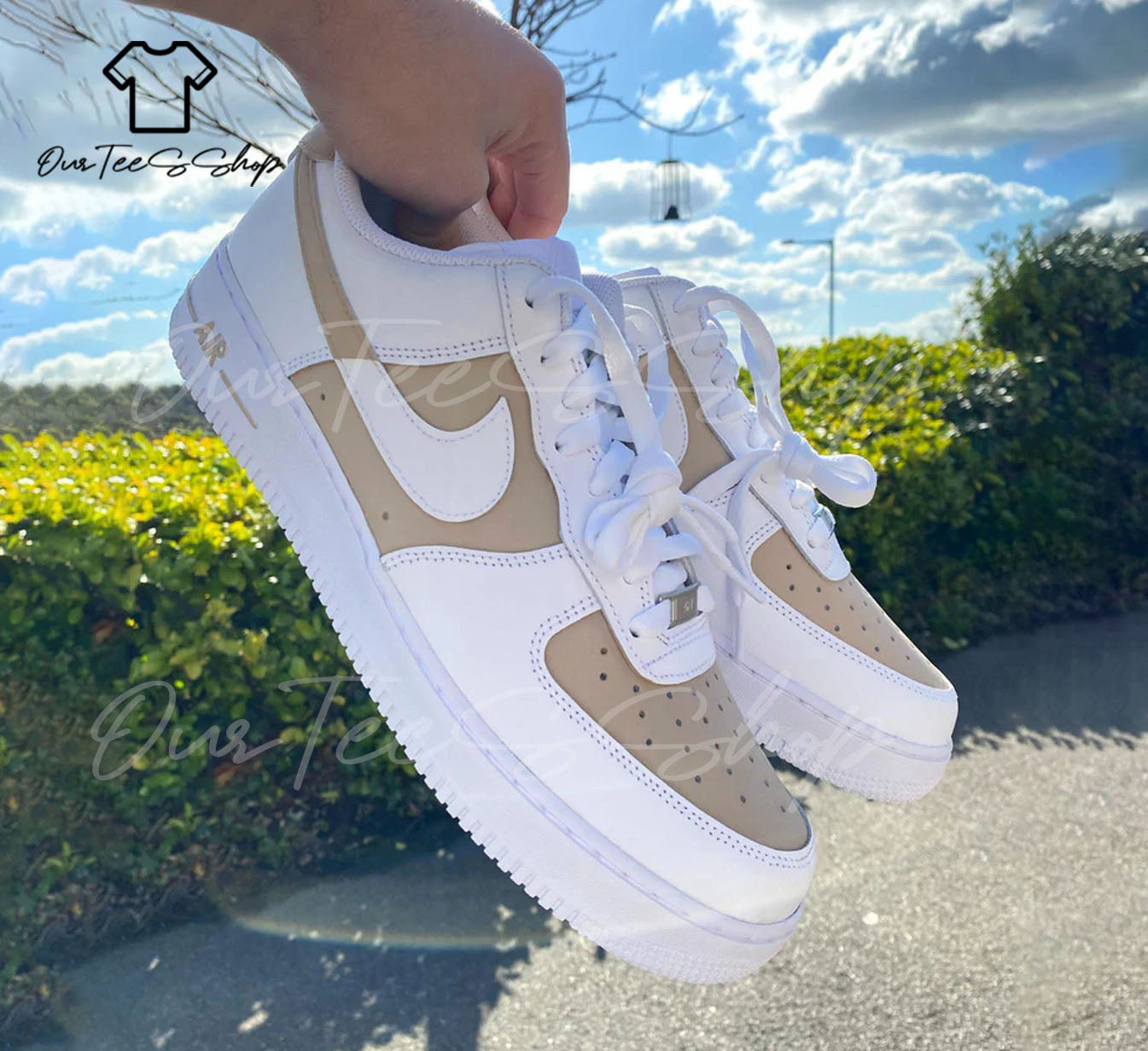 Custom Latte Air Force 1 Sneakers