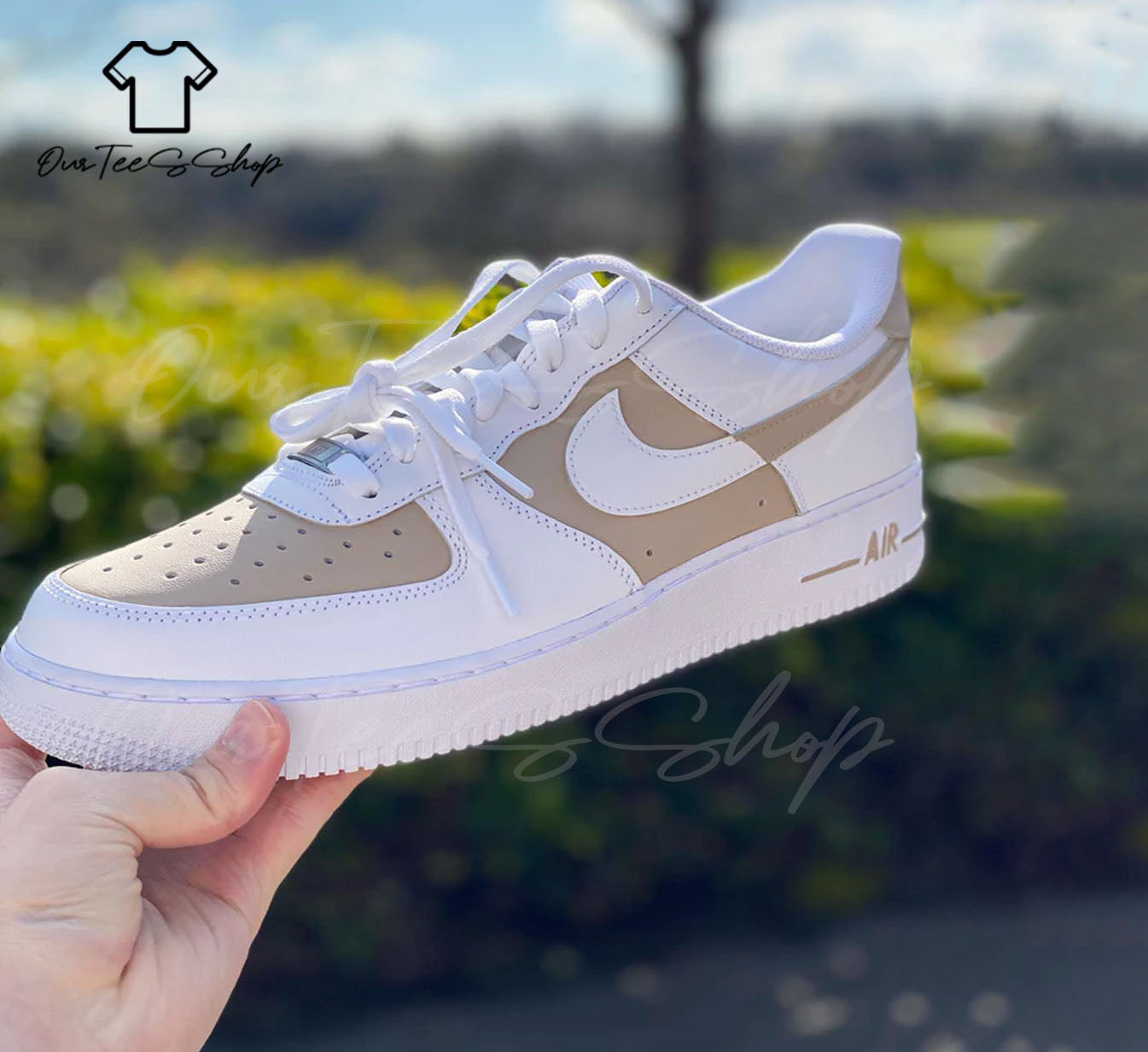 Custom Latte Air Force 1 Sneakers