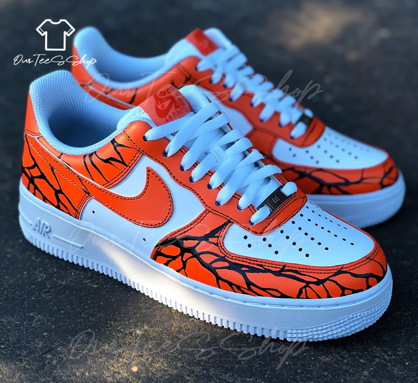 Custom Air Force 1 Lava Flow Sneakers