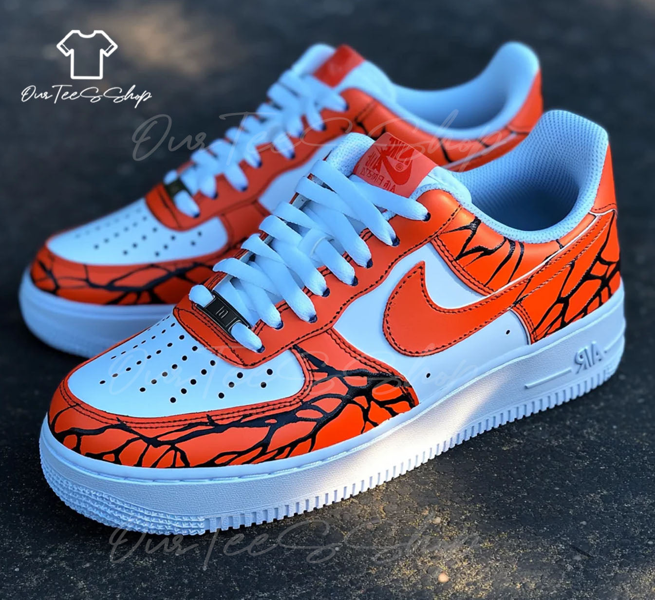 Custom Air Force 1 Lava Flow Sneakers