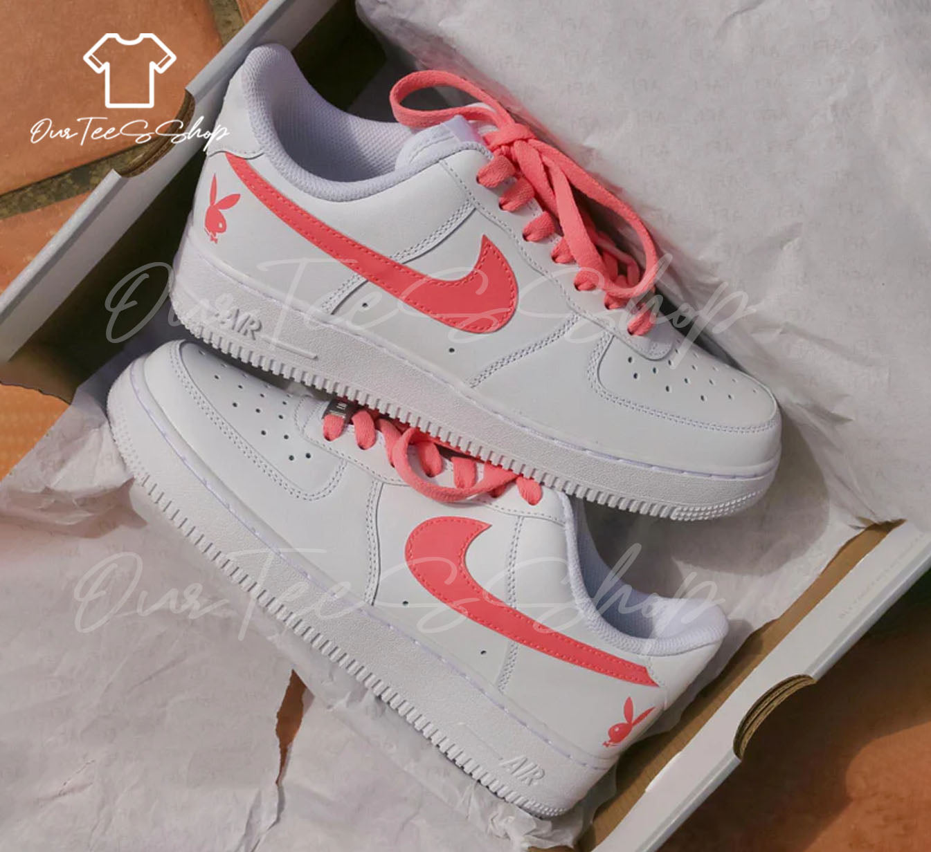 Custom Pink Playboy Bunny Air Force 1 Sneakers