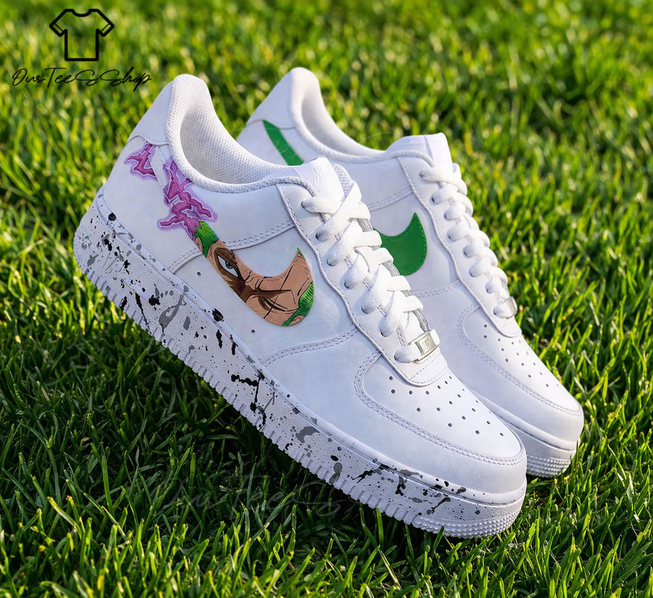 Custom Air Force 1 Anime Purple Bolt Splatter, Personalized Shoes