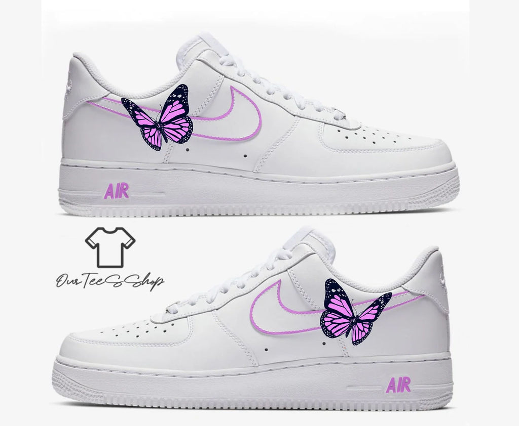 Custom Air Force 1 Purple Butterfly Sneakers