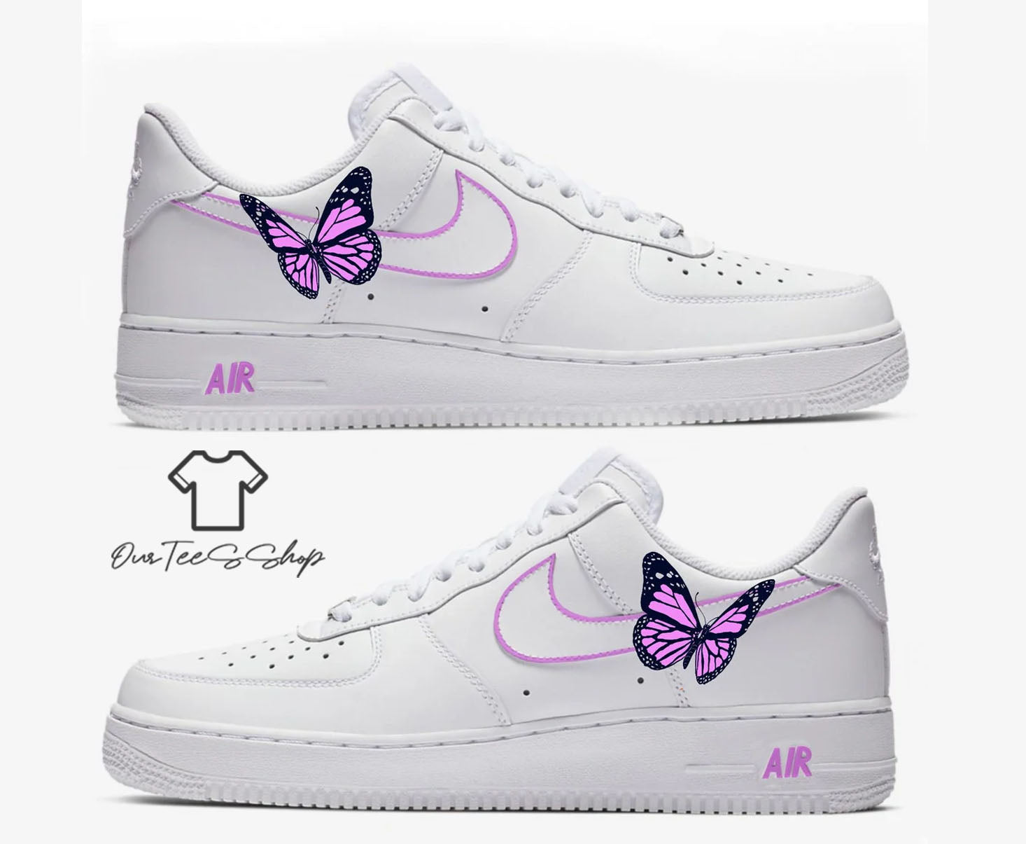 Custom Air Force 1 Purple Butterfly Sneakers