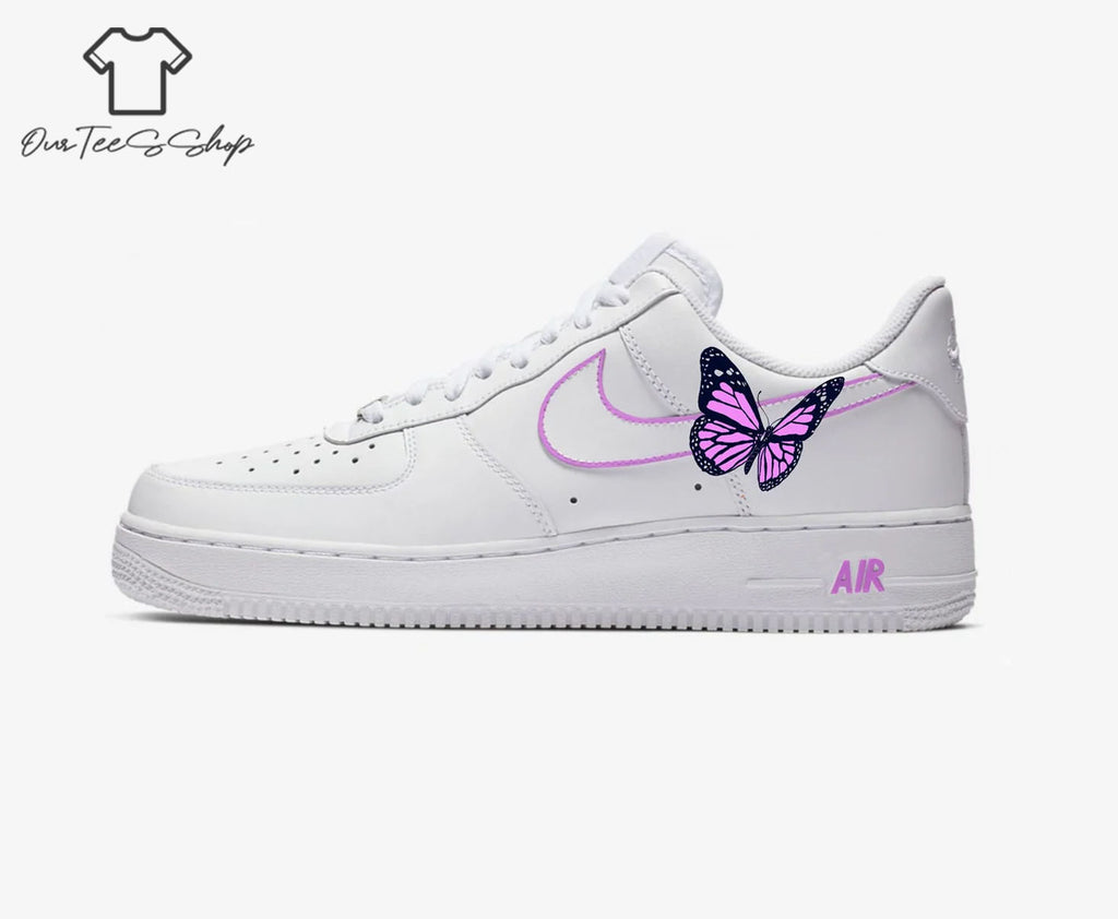 Custom Air Force 1 Purple Butterfly Sneakers