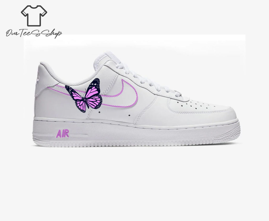 Custom Air Force 1 Purple Butterfly Sneakers