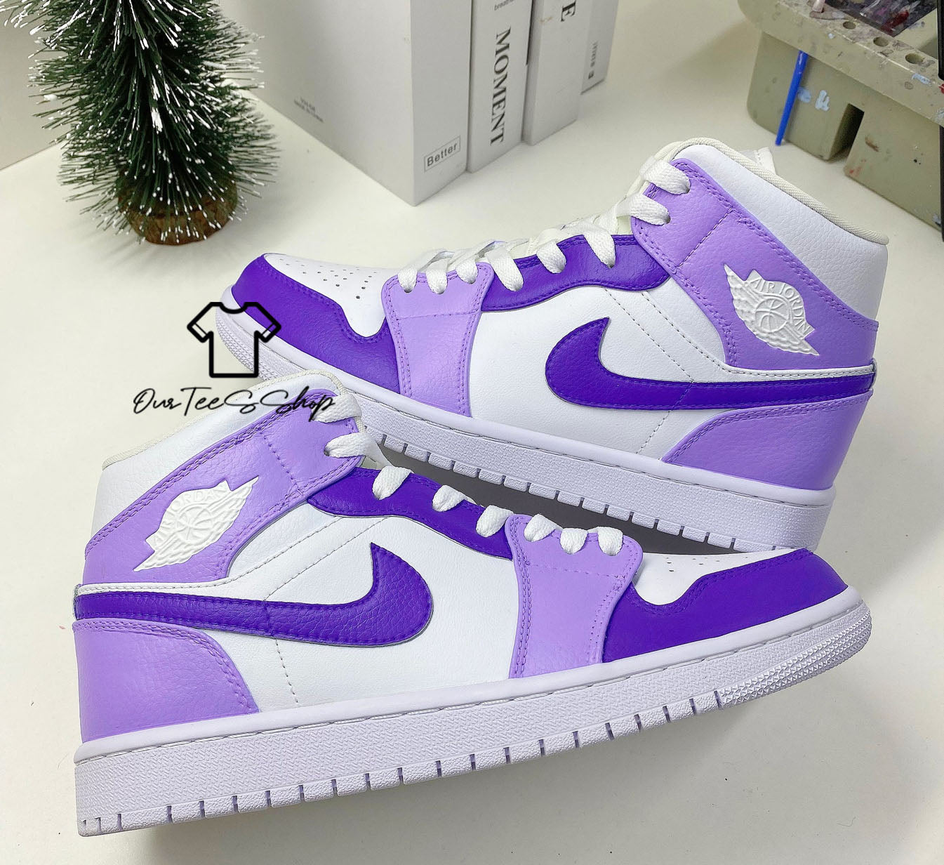 Custom Air Jordan 1 Lavender Purple Sneakers