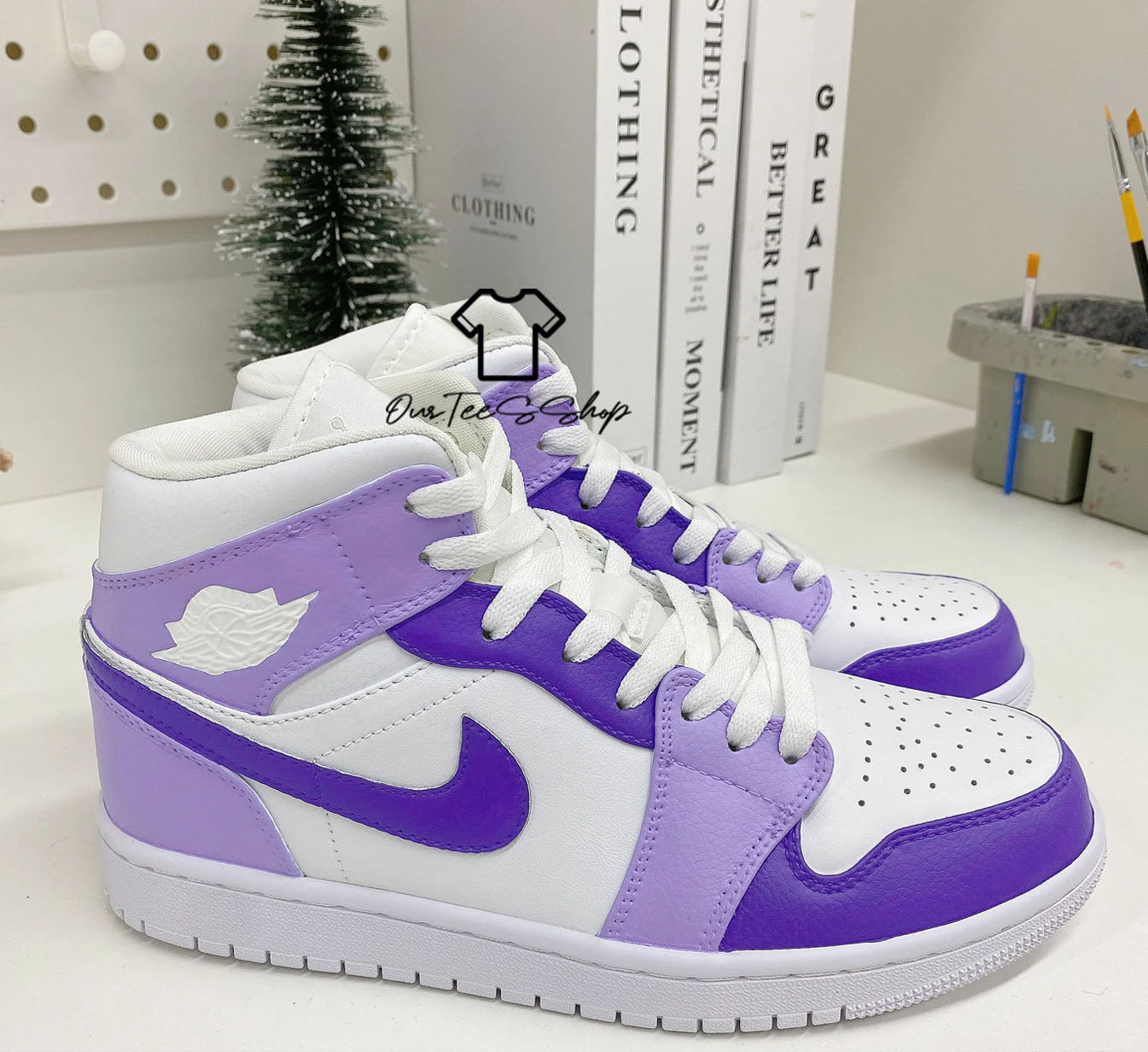 Custom Air Jordan 1 Lavender Purple Sneakers