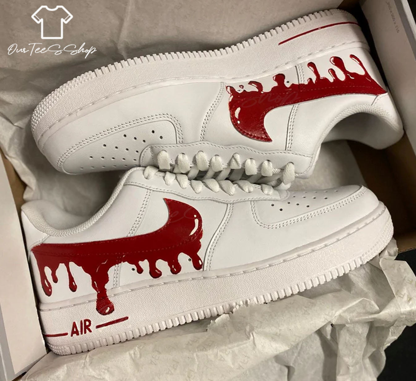 Custom Air Force 1 Red Drip, Personalized Shoes