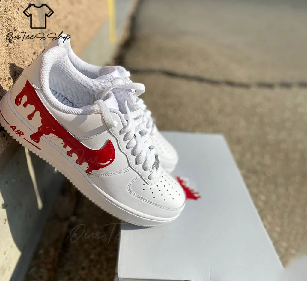 Custom Air Force 1 Red Drip, Personalized Shoes