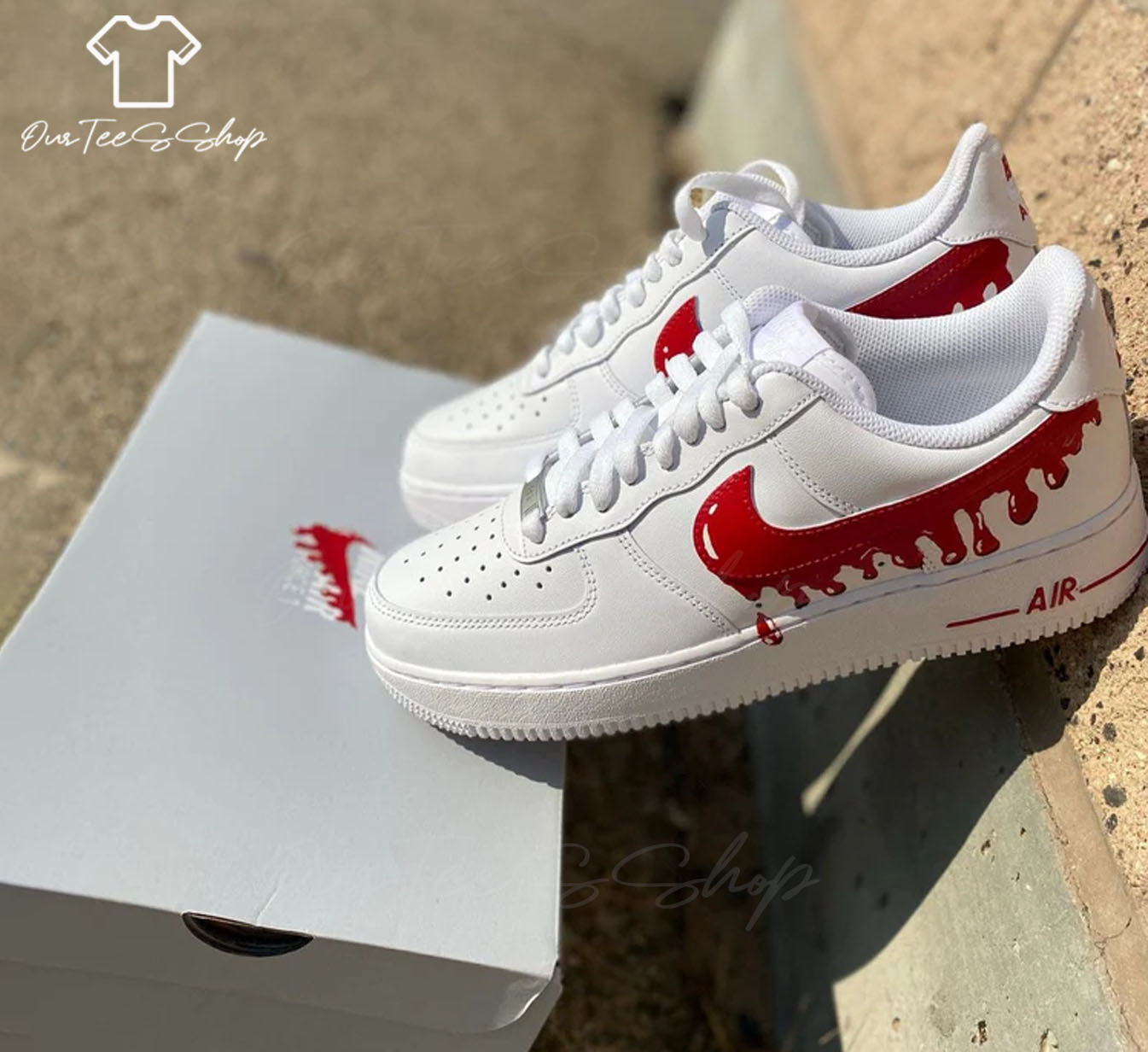 Custom Air Force 1 Red Drip, Personalized Shoes