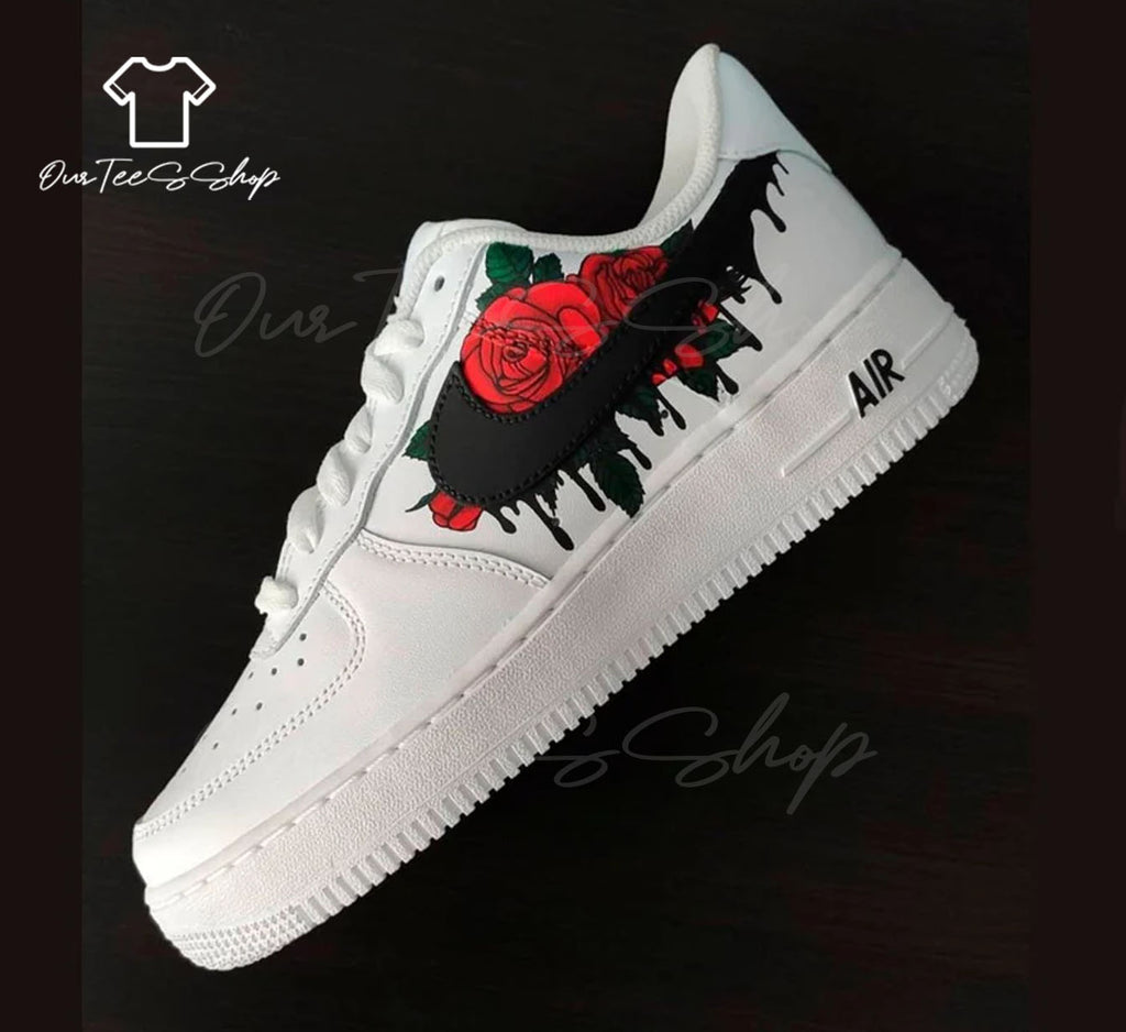 Custom Red Roses Drip Air Force 1